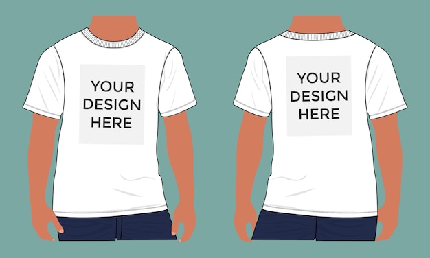 Short eleeve T shirt vector illustration mock up template for mens and boys