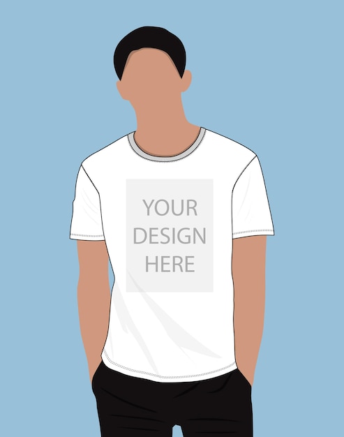 Vector short eleeve t shirt vector illustration mock up template for mens and boys