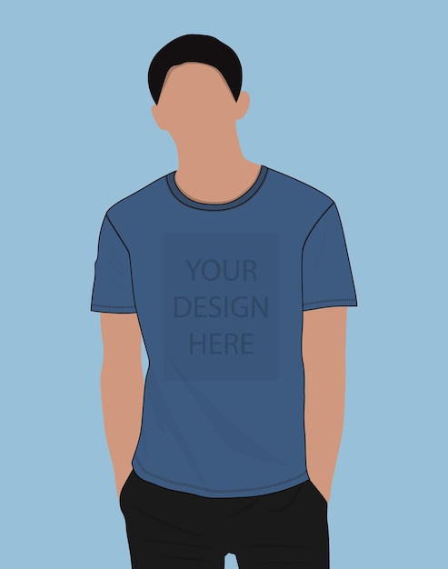 Vector short eleeve t shirt vector illustration mock up template for mens and boys