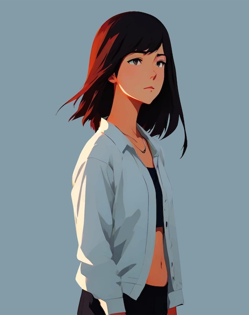 Short hair woman anime style ai generated image