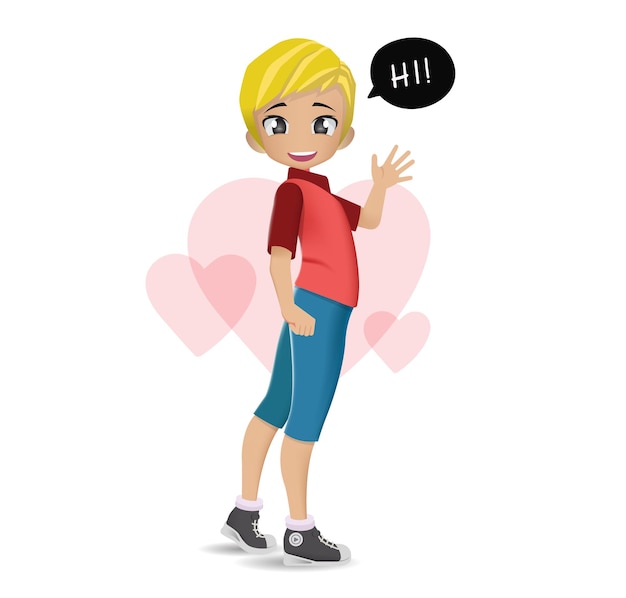 Vector short hair woman gesture greeting