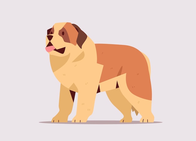 Short-haired saint bernard dog icon furry human friend domestic animal concept full length horizontal vector illustration