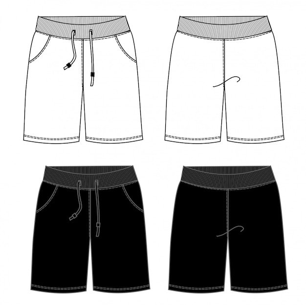 Vector short pantfashion flat sketch template