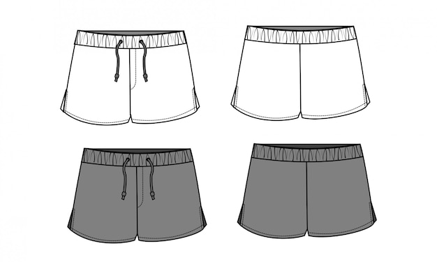 Short pants flat sketch template