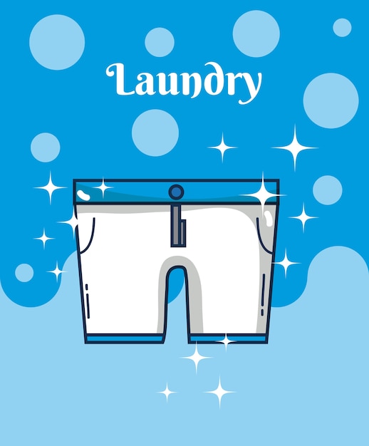 Short pants laundry concept over bubbles