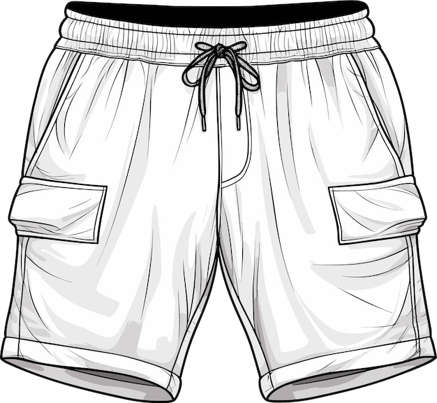 Short pants outline drawing vector short pants in a sketch style trainers template outline