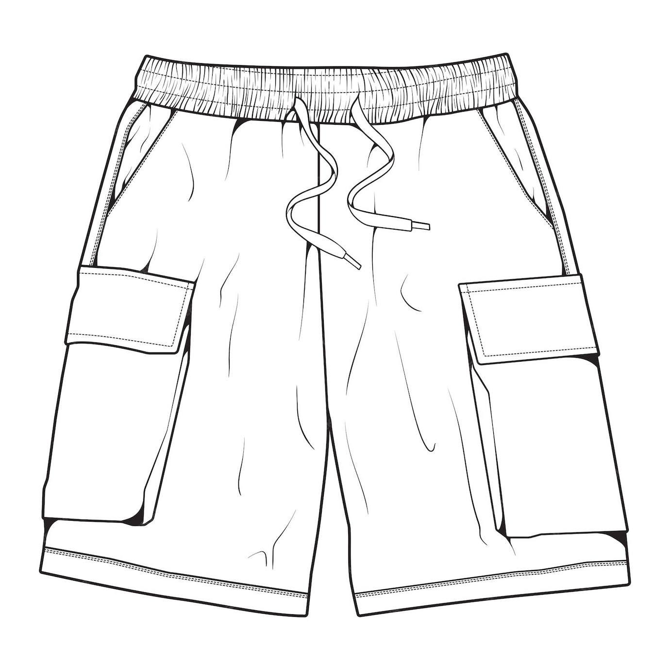 Premium Vector | Short pants outline drawing vector short pants in a ...