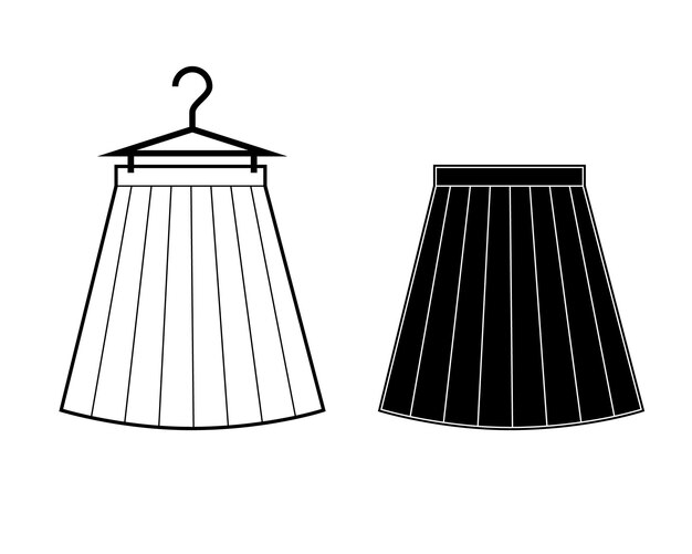 Short pleated skirt vector line icon sign