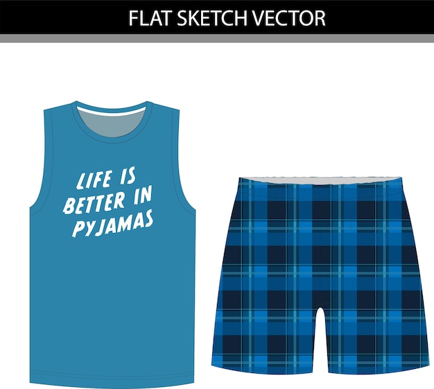 Short pyjamas set vector file.