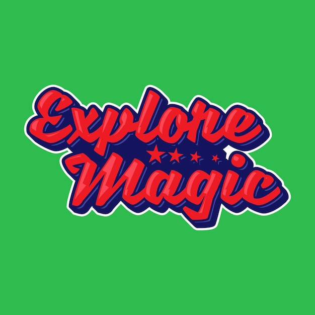 마법의 타이포그래피 탐색이라는 메시지가 포함된 짧은 인용문 손으로 그린 레터링 디자인 티셔츠