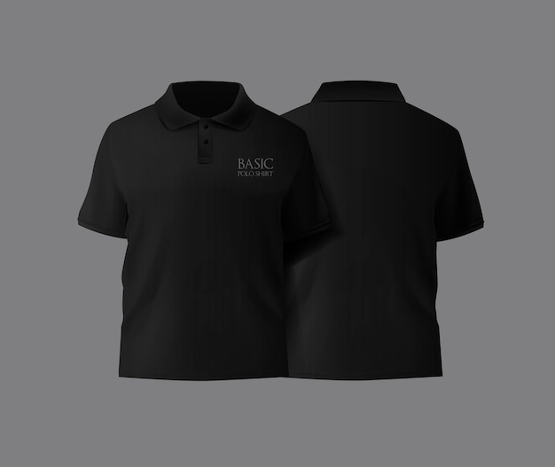 Short sleeve polo shirttshirt front tshirt back and tshirt sleeve design for mockup