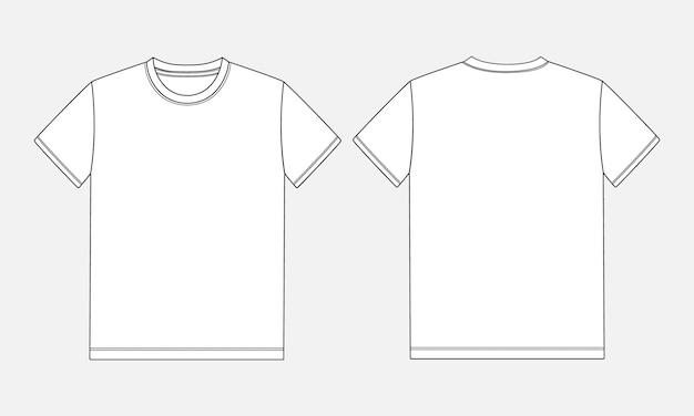 Vector short sleeve t shirt technical drawing vector illustration template front and back views