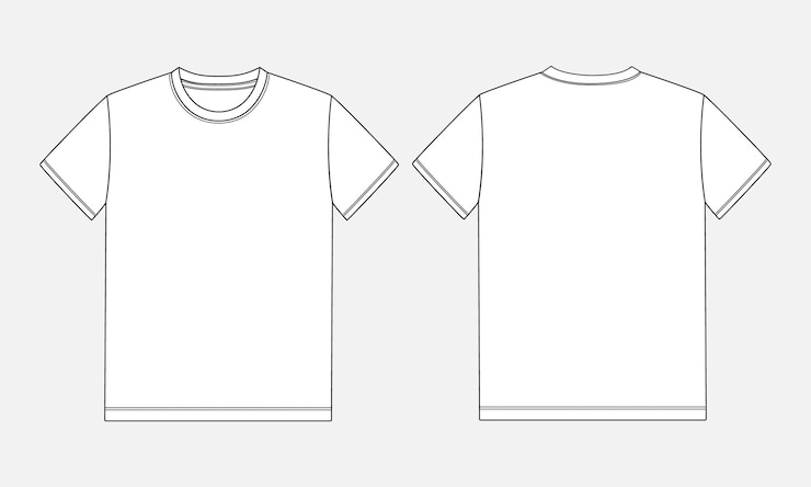 Vector short sleeve t shirt technical drawing vector illustration template front and back views