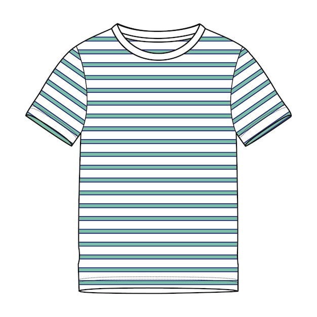 Vector short sleeve t shirt with all over strip vector illustration template