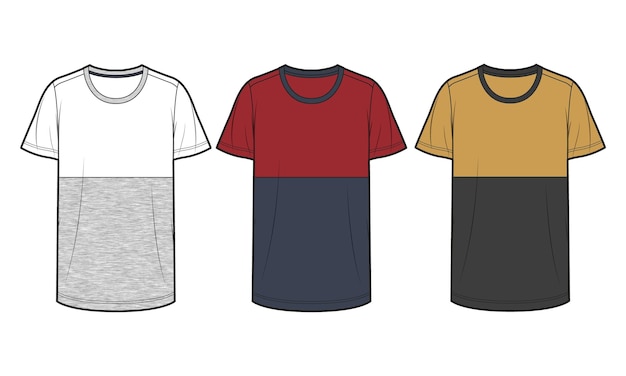 Vector short sleeve t shirt with chest cut and sew vector illustration template