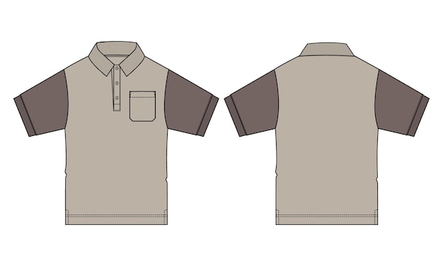 Short sleeve with pocket polo shirt vector illustration template front and back views