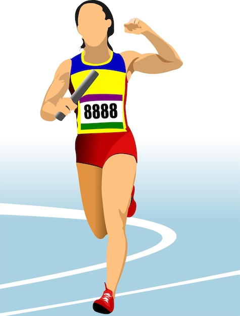 Vector shortdistance runner relay vector illustration