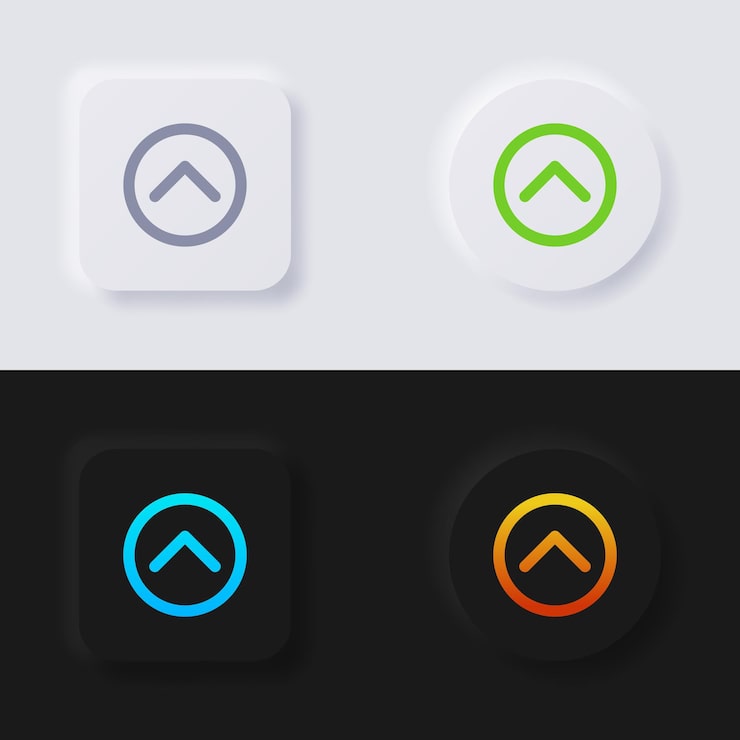 Vector shorten arrow button icon set multicolor neumorphism button soft ui design for web design application ui and more button vector