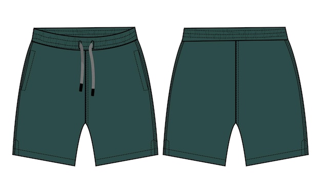 Vector shorts broek technische mode platte schets vector illustratie groene kleur sjabloon voor jongens