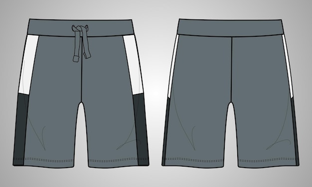 Shorts broek technische mode platte schets vector illustratie sjabloon voor jongens