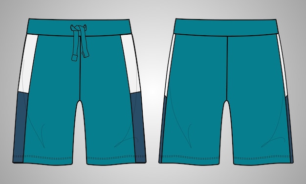 Вектор Шорты брюки техническая мода плоский эскиз векторной иллюстрации шаблон для мальчиков