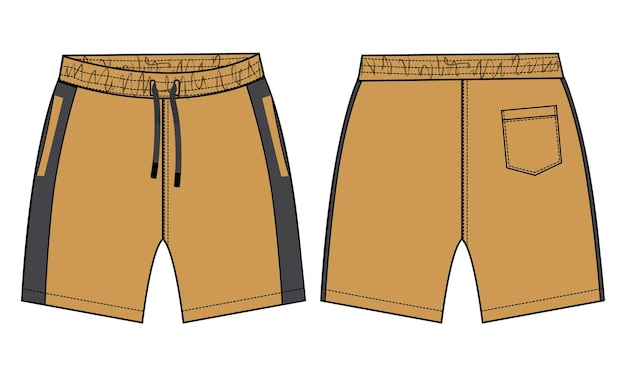 Shorts pant vector illustratie sjabloon voor- en achterkant weergaven