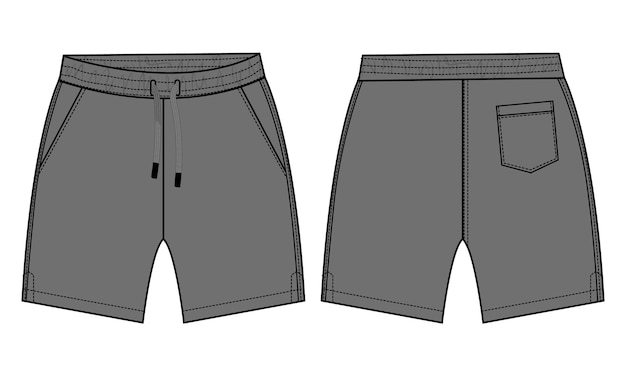 Vector shorts pant vector illustration template front and back views