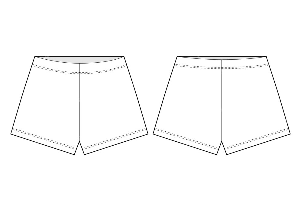 Premium Vector | Shorts technical sketch. unisex outline shorts pants.