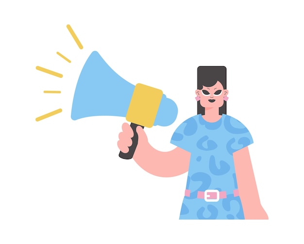 Shot in Voice Energieke vrouw met Enhancer Teruggetrokken op wit
