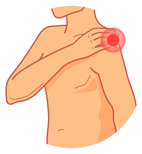 Vector shoulder pain red spot arm joint injury