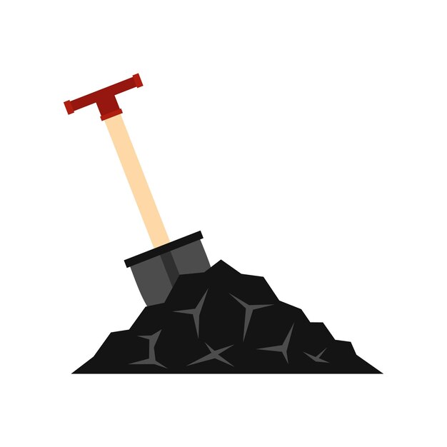 Vector shovel in coal icon in flat style isolated on white background vector illustration