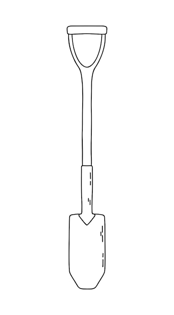 Shovel for garden Vector outline illustration