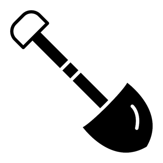 Shovel Glyph Solid Black Illustration