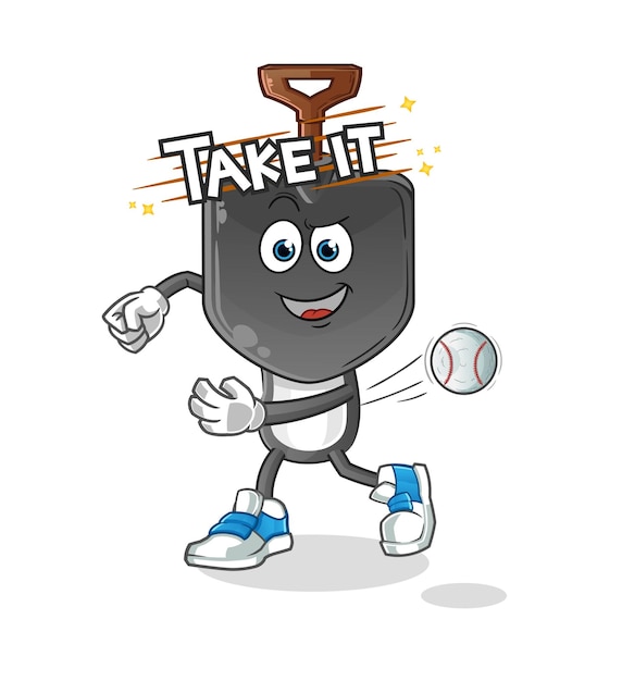 Shovel head cartoon throwing baseball vector cartoon character