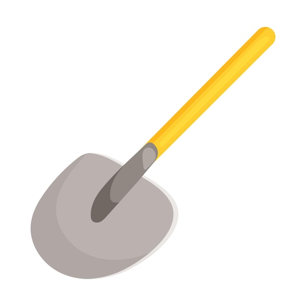 Vector shovel icon in cartoon style on a white background