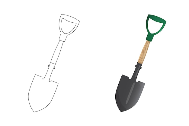 Shovel illustration Shovel for garden camping fire shovel Coloring page for children