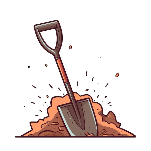 Вектор Лопата в земле штык лопаты лопата воткнута в землю