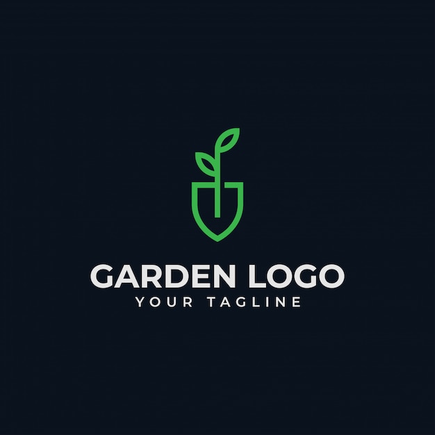 シャベルの葉、庭、植物学、自然、種子、植物ラインのロゴデザイン