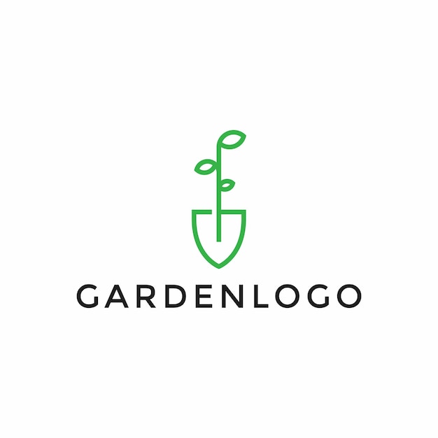 Shovel Leaf Garden Botany Nature Seed Plant Line Logo Design