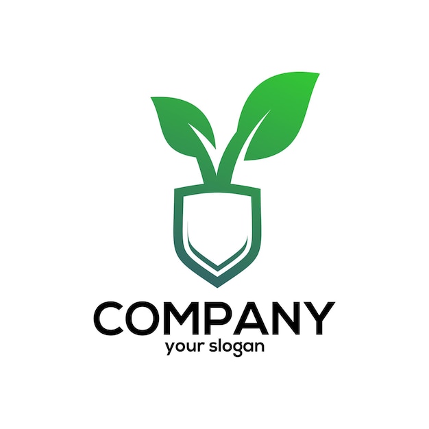 shovel vector logo with plants