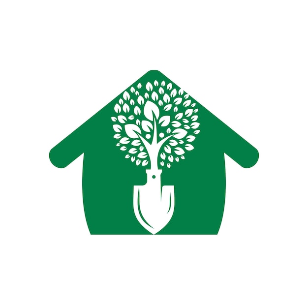 Shovel with human tree vector logo design