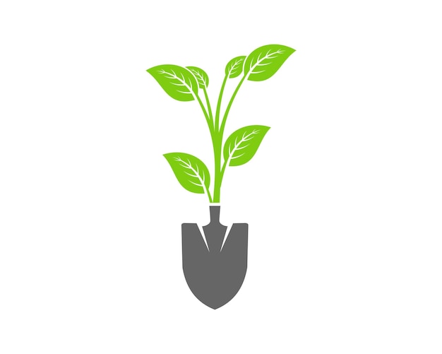 Shovel with plant on the top