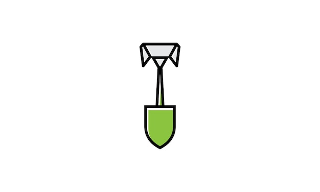 Shovel with tie logo vector icon illustration design