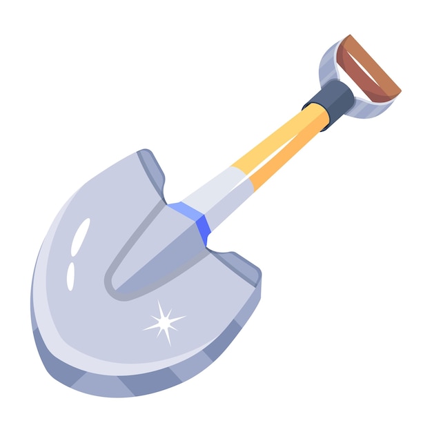 A shovel with a wooden handle is on a white background.