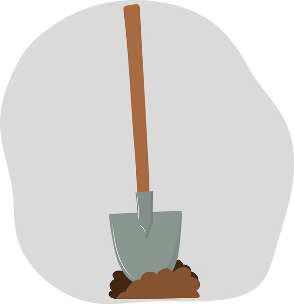 Vector shovel with wooden handle tool for gardening high quality vector illustration