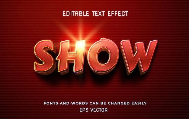 Vector show 3d editable text effect