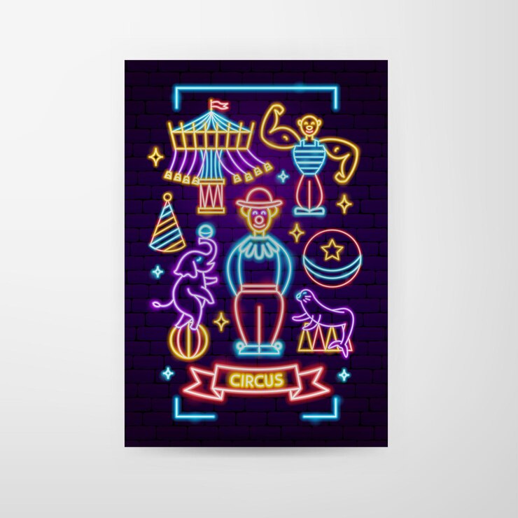 Vector show circus neon flyer