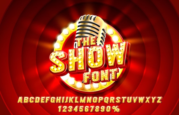 Show font set collection letters and numbers symbol vector