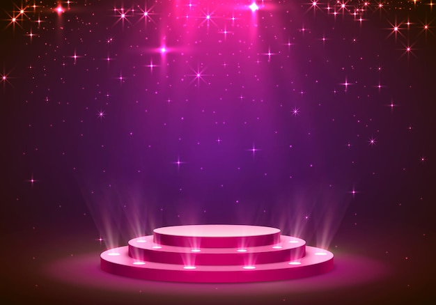 Show light podium stars background. Vector illustration