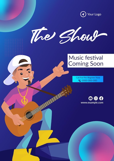 Vector the show music festival flyer design template.